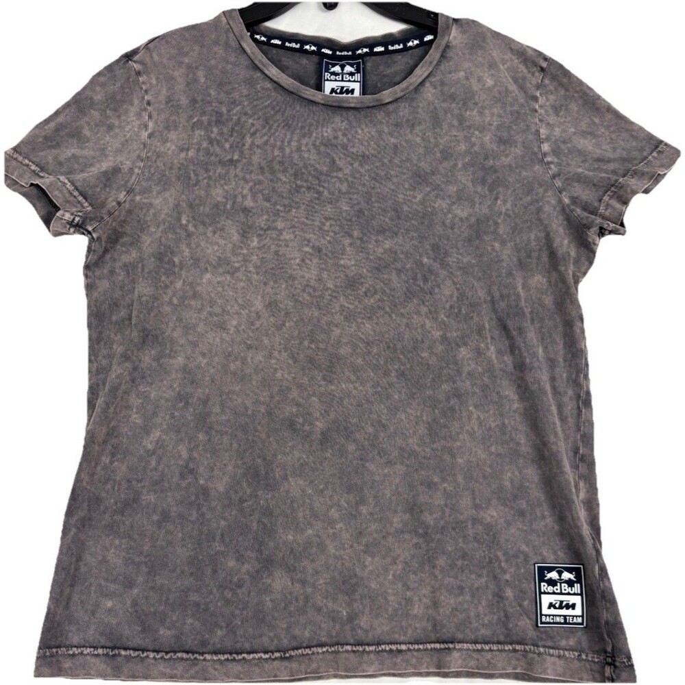 Red Bull KTM Racing Team Womens Large Acid Wash Gray Moto Graphic Tee Shirt